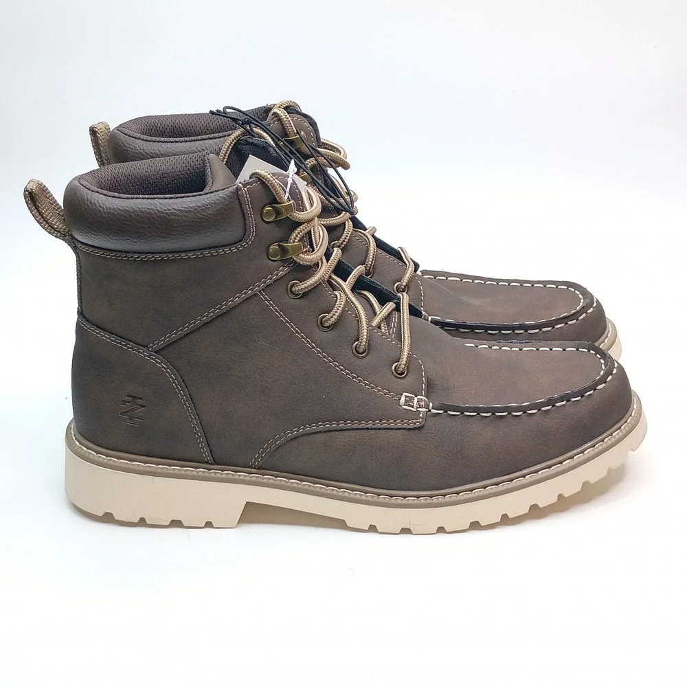 IZOD Miles Boot Men Size 11 Brown Memory Foam Moc Toe Lace Up Chukka Boots